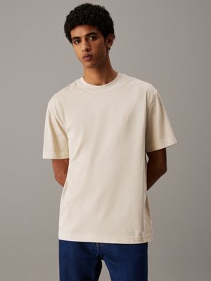 grey relaxed logo appliqué t-shirt for men calvin klein jeans