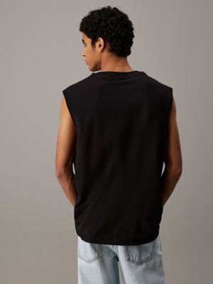 ck black relaxed monogram tank top for men calvin klein jeans