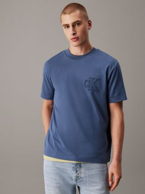 blue logo appliqué t-shirt for men calvin klein jeans