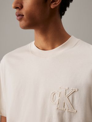 oatmeal logo appliqué t-shirt for men calvin klein jeans