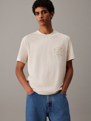 grey logo appliqué t-shirt for men calvin klein jeans