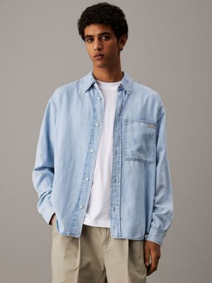 denim cotton linen denim shirt for men calvin klein jeans