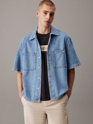 denim relaxed denim short sleeve shirt for men calvin klein jeans