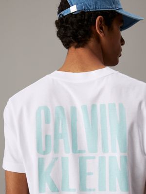 bright white back logo t-shirt for men calvin klein jeans