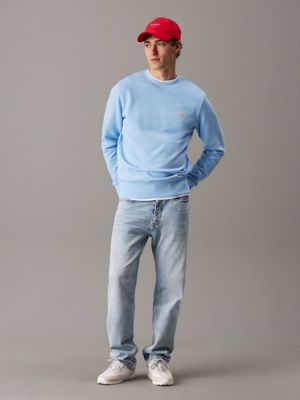 blue bell cotton terry badge sweatshirt for men calvin klein jeans