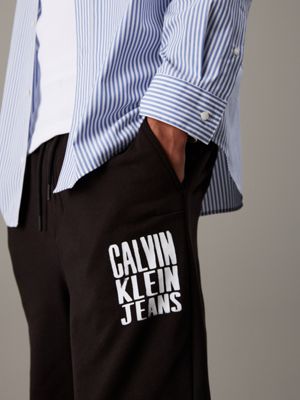 ck black cotton terry logo joggers for men calvin klein jeans