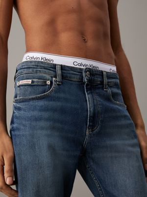 denim dark slim tapered jeans for men calvin klein jeans