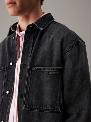 denim black relaxed denim shirt for men calvin klein jeans