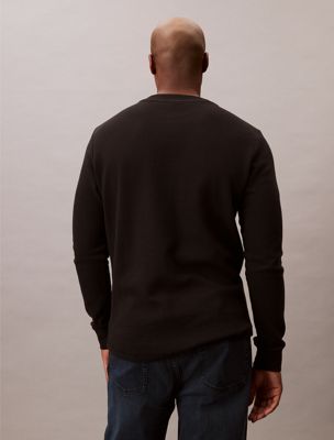 ck black plus size long sleeve waffle t-shirt for men calvin klein jeans