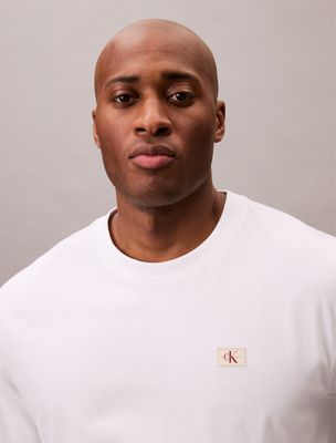 bright white plus size badge t-shirt for men calvin klein jeans