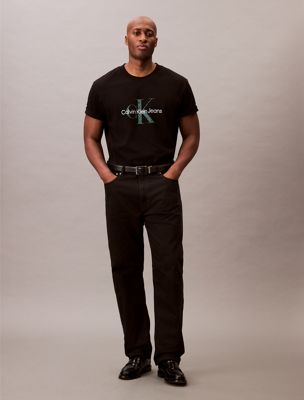 black grote maat t-shirt met monogram voor heren - calvin klein jeans