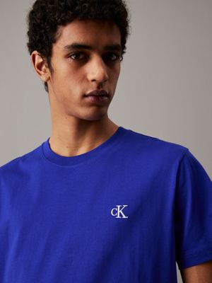 sapphire blue monogram t-shirt for men calvin klein jeans