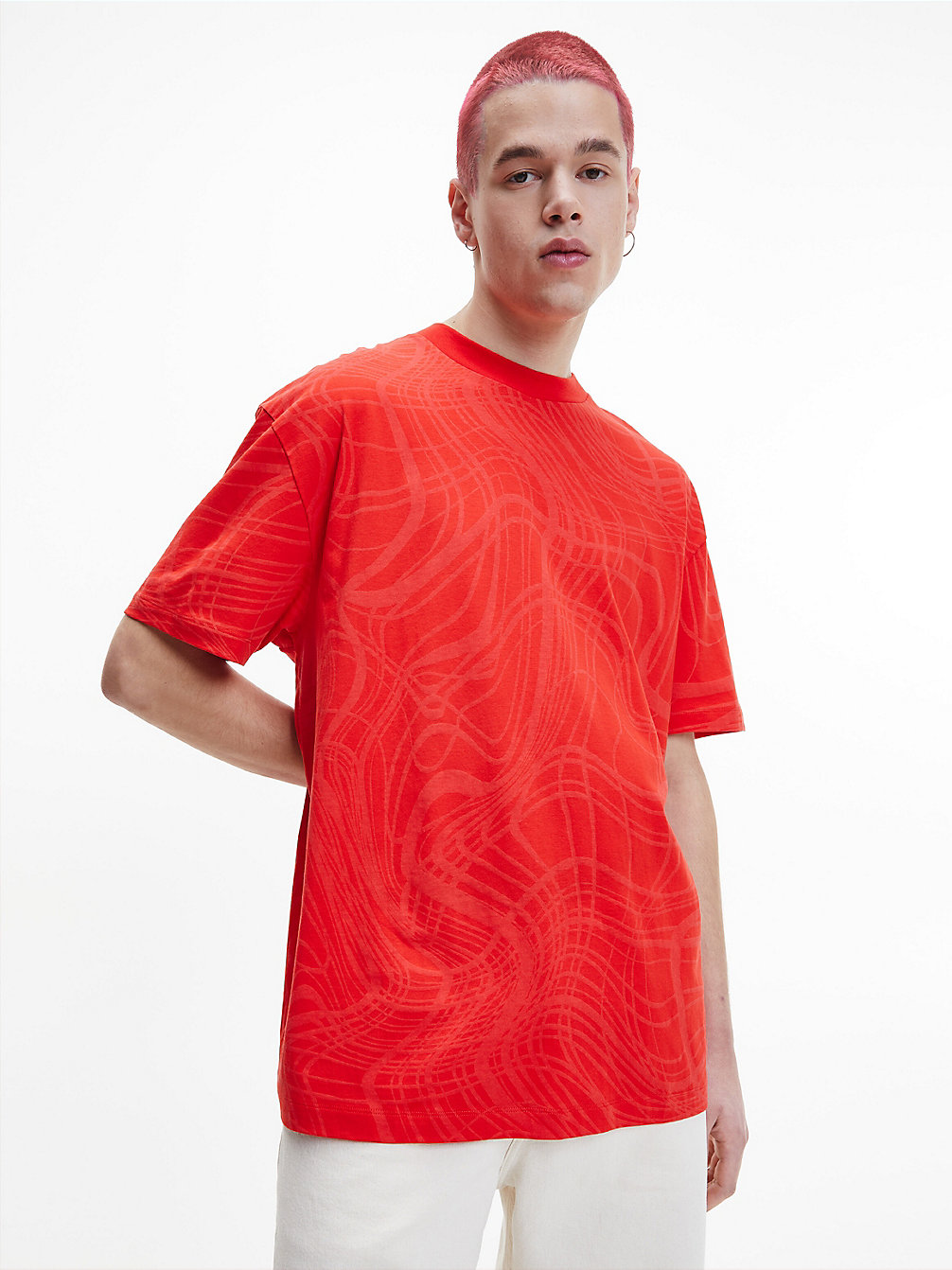 FIERCE RED Oversized Unisex-T-Shirt Mit Durchgehendem Print - CK One undefined unisex Calvin Klein