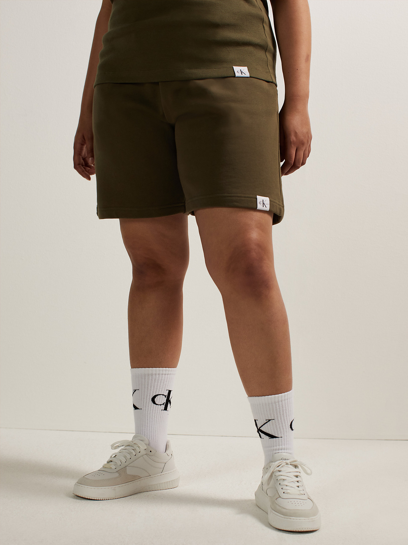 Ivy Green Unisex Organic Cotton Jogger Shorts undefined unisex Calvin Klein