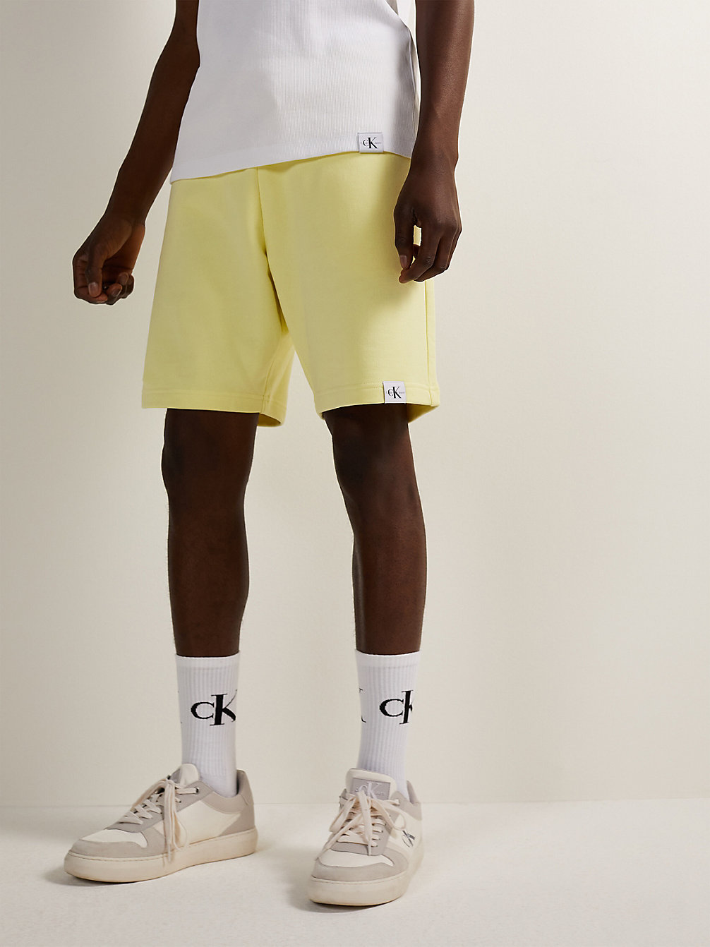LEMON CHIFFON Unisex Organic Cotton Jogger Shorts undefined unisex Calvin Klein
