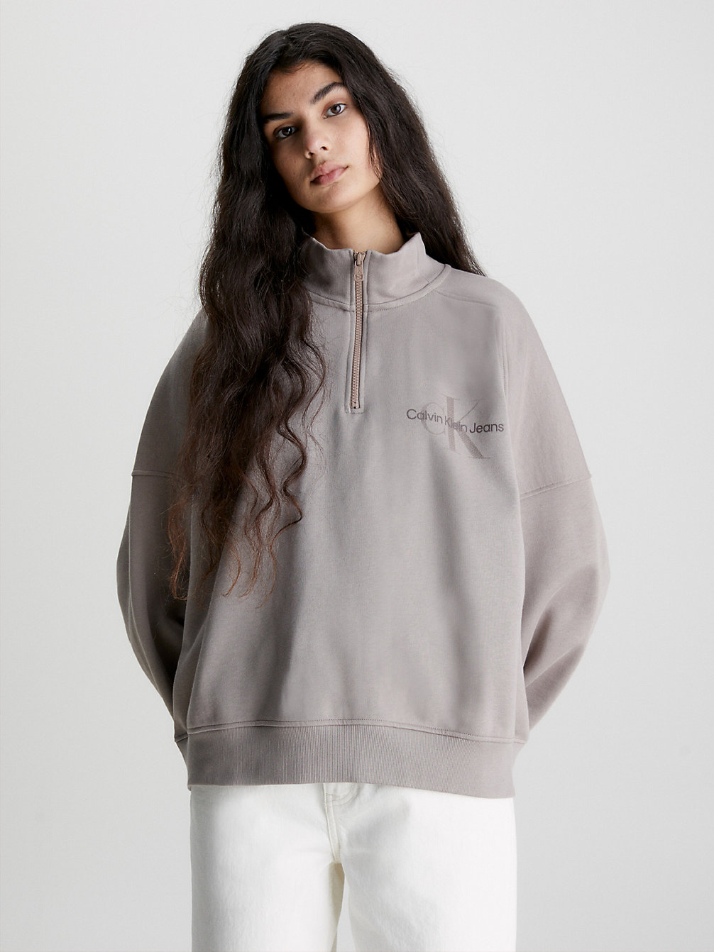 PERFECT TAUPE > Unisex Sweatshirt Met Rits In De Hals > undefined unisex - Calvin Klein