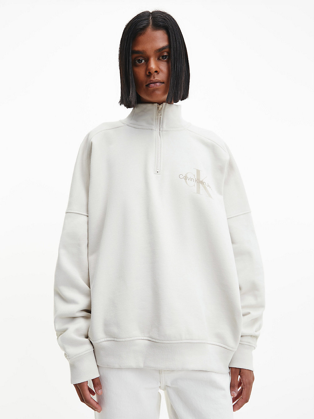 EGGSHELL Unisex Zip Neck Sweatshirt undefined unisex Calvin Klein