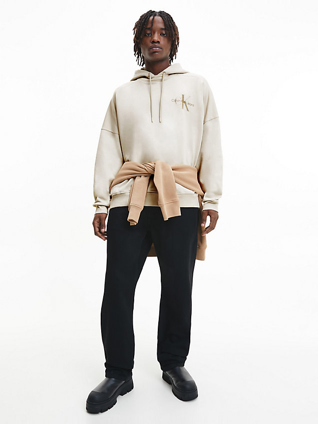beige unisex organic cotton logo hoodie for unisex calvin klein jeans
