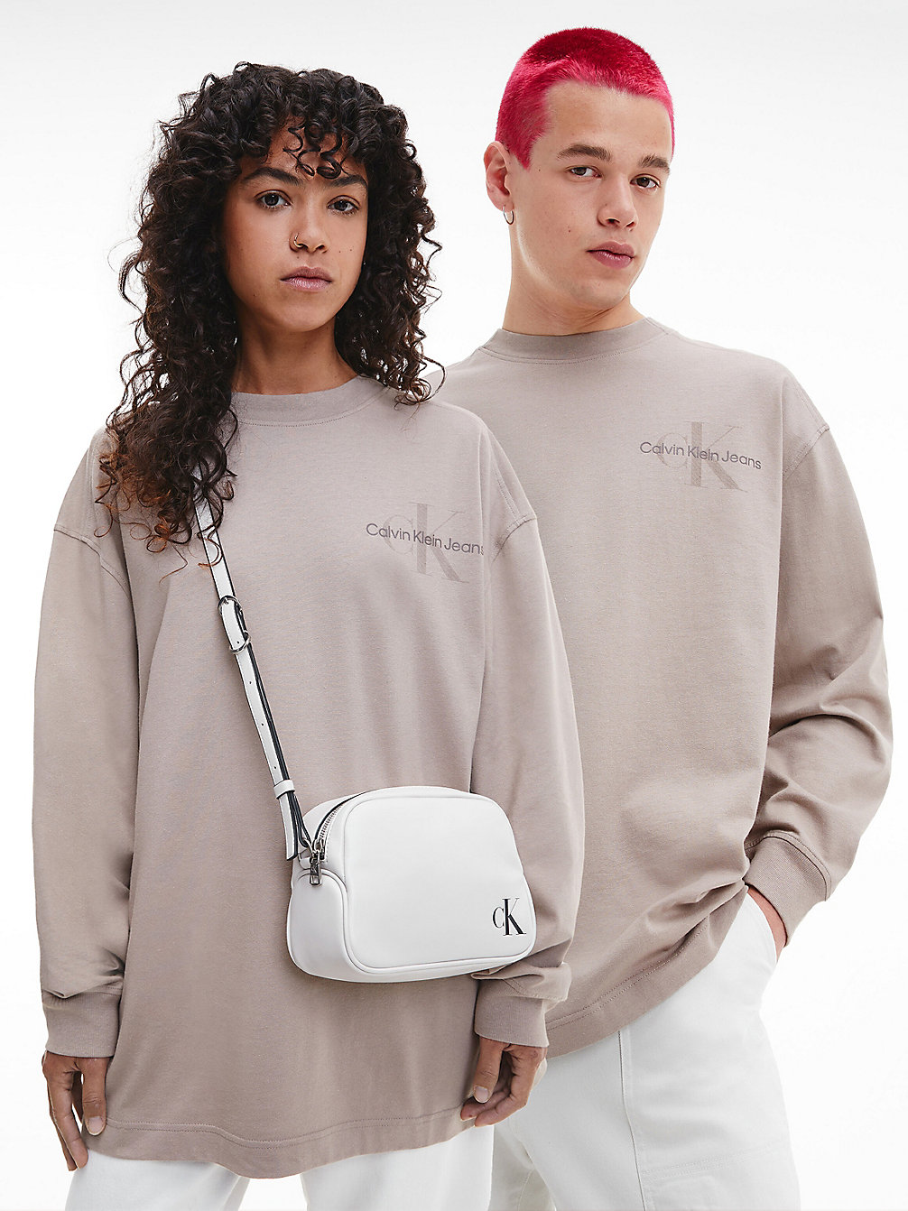 PERFECT TAUPE Unisex Oversized Long Sleeve T-Shirt undefined unisex Calvin Klein