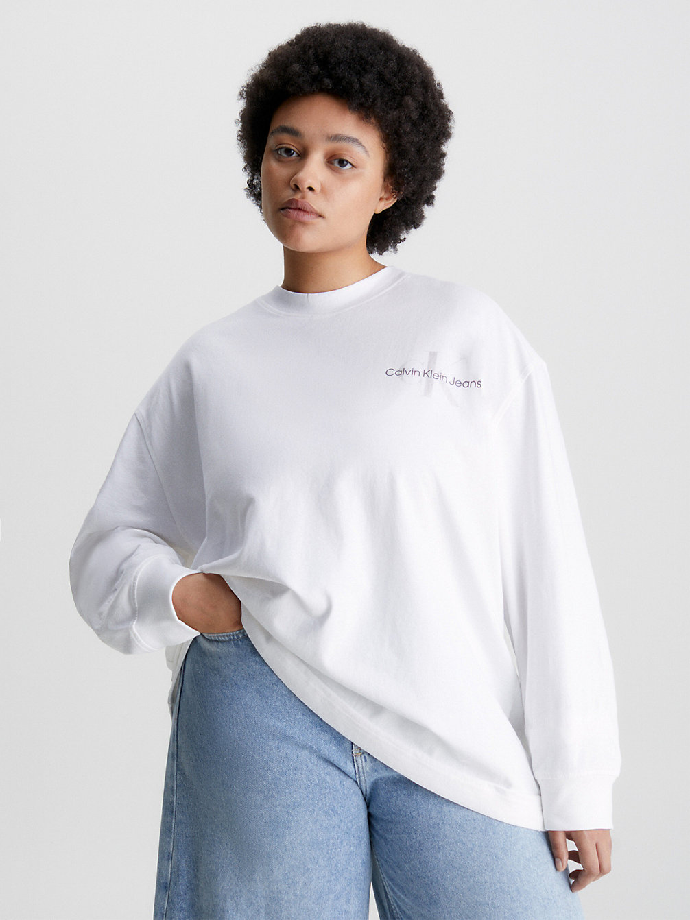 BRIGHT WHITE Unisex Oversized Long Sleeve T-Shirt undefined unisex Calvin Klein