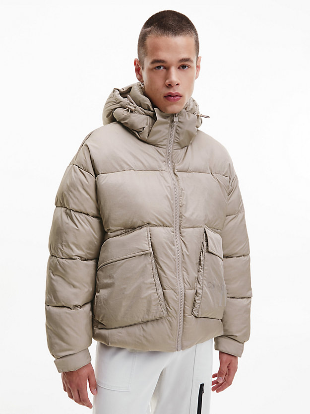 PERFECT TAUPE Unisex Recycled Nylon Puffer Jacket for unisex CALVIN KLEIN JEANS