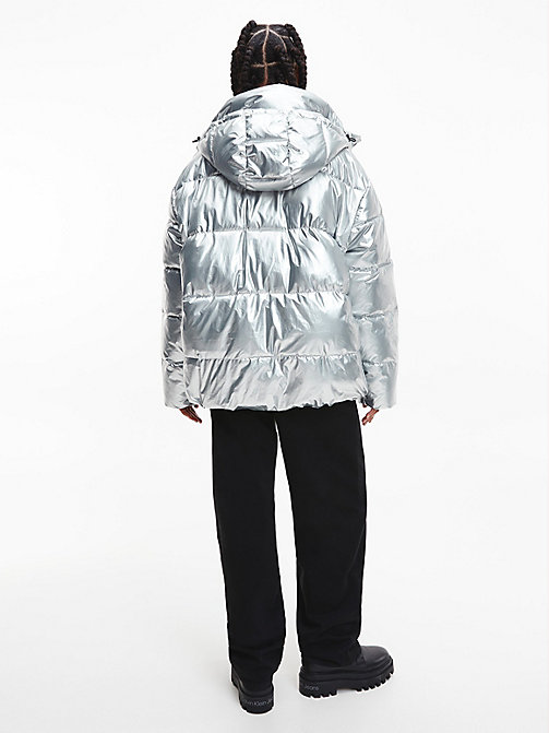 Piumino unisex metallizzato in tessuto riciclato Calvin Klein Abbigliamento Cappotti e giubbotti Soprabiti Impermeabili 