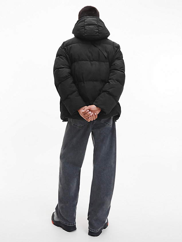 black unisex recycled nylon puffer jacket for unisex calvin klein jeans