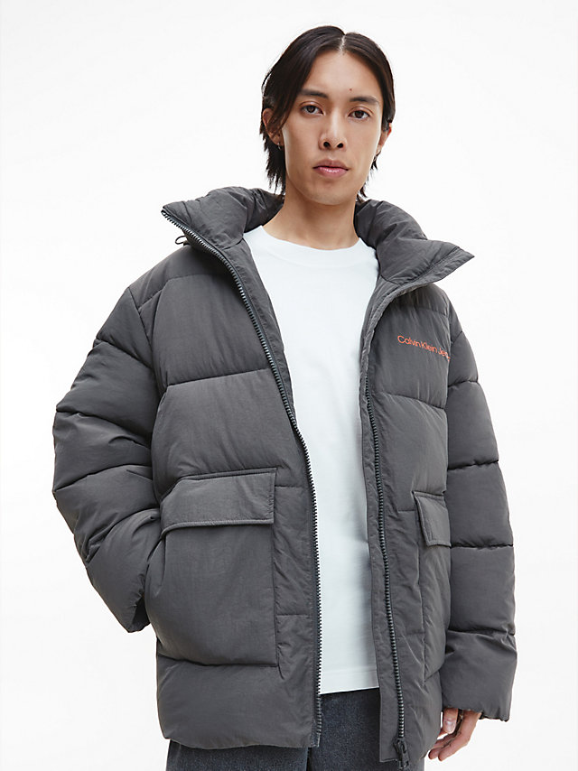 Industrial Grey Unisex Recycled Nylon Puffer Jacket undefined unisex Calvin Klein