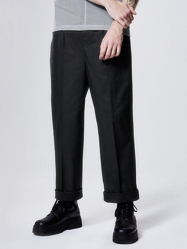 pantalones de sarga de algodón unisex ck black de unisex calvin klein jeans