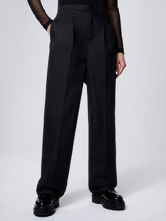 CK Black Unisex Cotton Twill Trousers undefined unisex Calvin Klein