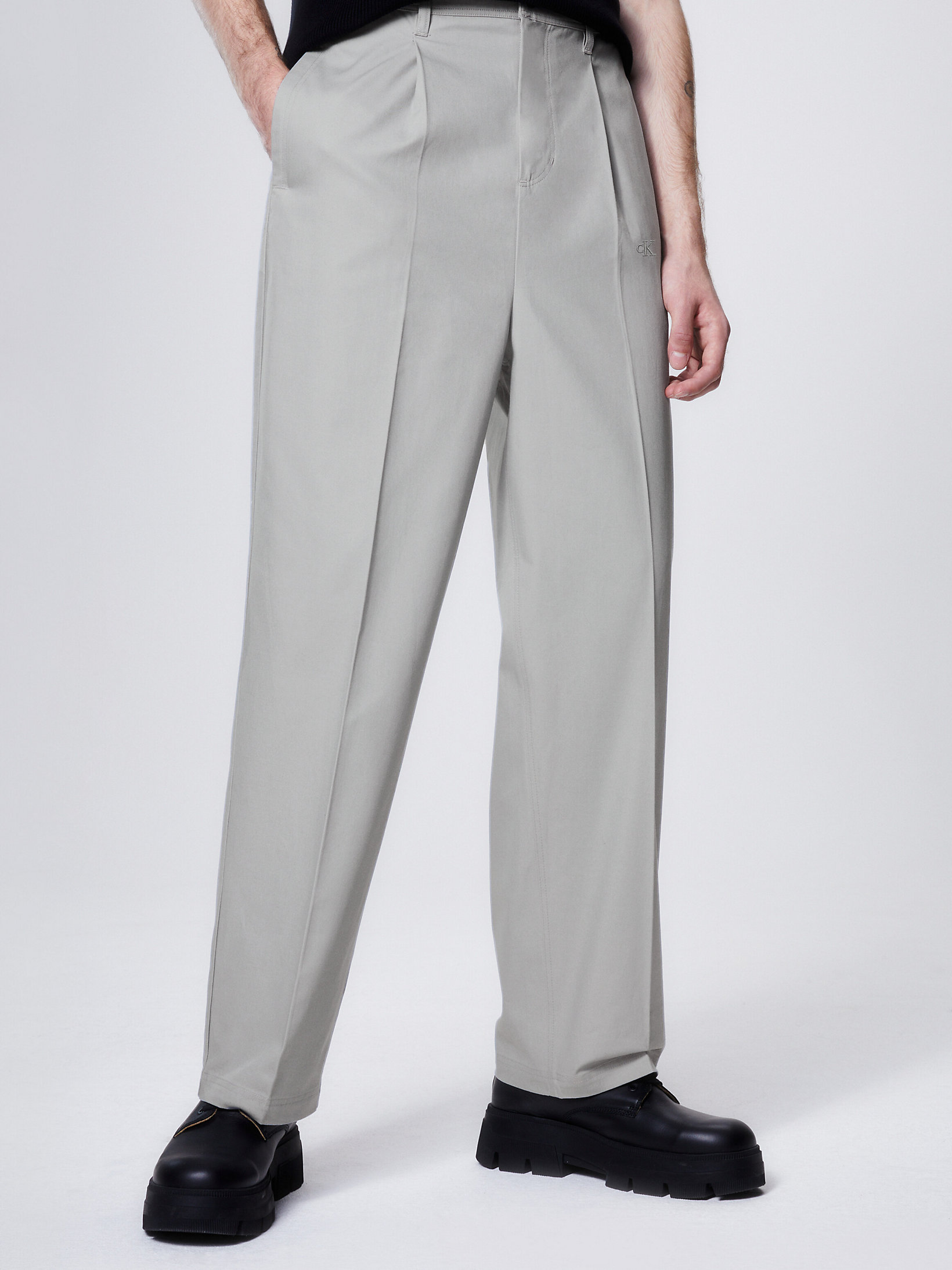 Zinc Alloy Unisex Cotton Twill Trousers undefined unisex Calvin Klein