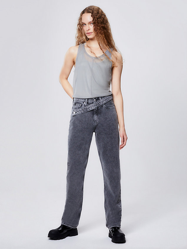 grey unisex slim mesh tank top for unisex calvin klein jeans