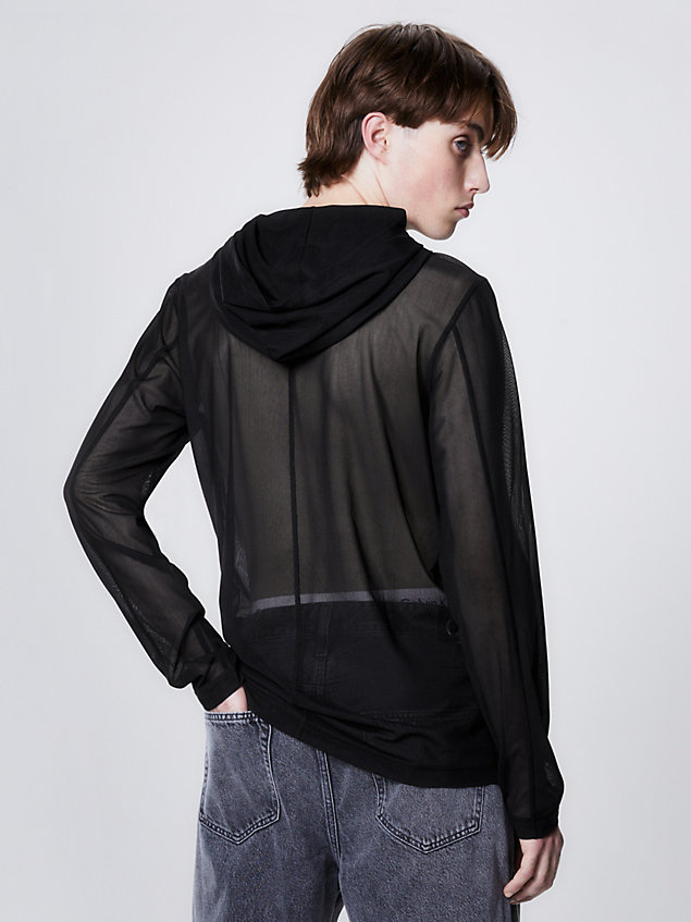 black schmaler unisex mesh-hoodie für unisex - calvin klein jeans