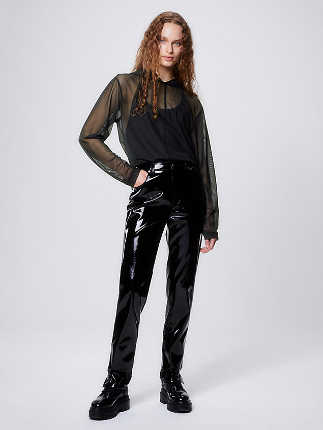 black schmaler unisex mesh-hoodie für unisex - calvin klein jeans