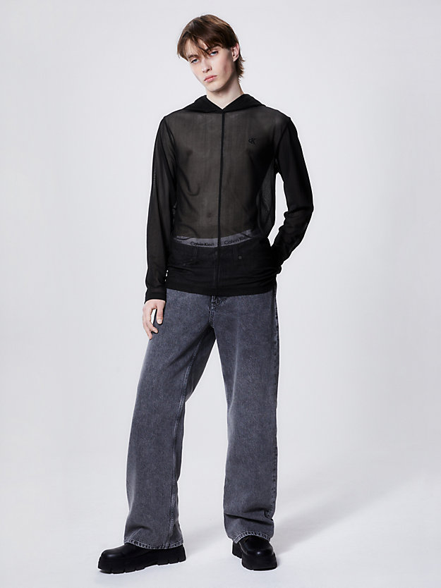 ck black unisex slim mesh hoodie voor unisex - calvin klein jeans