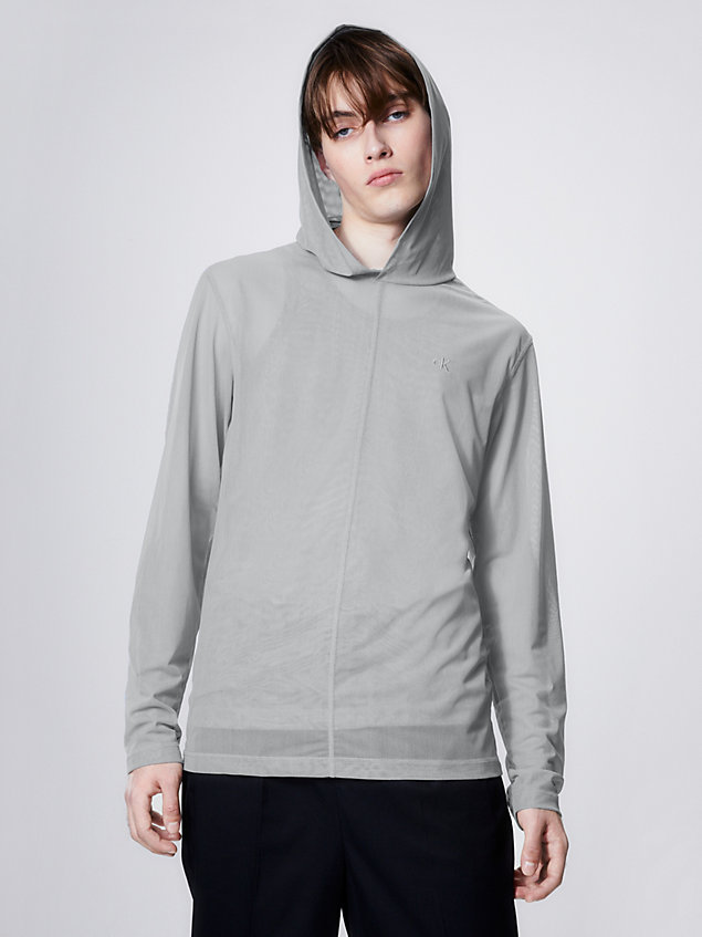 grey schmaler unisex mesh-hoodie für unisex - calvin klein jeans