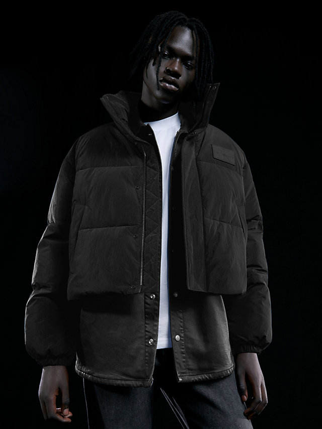 CK Black Unisex Cropped Puffer Jacket undefined unisex Calvin Klein