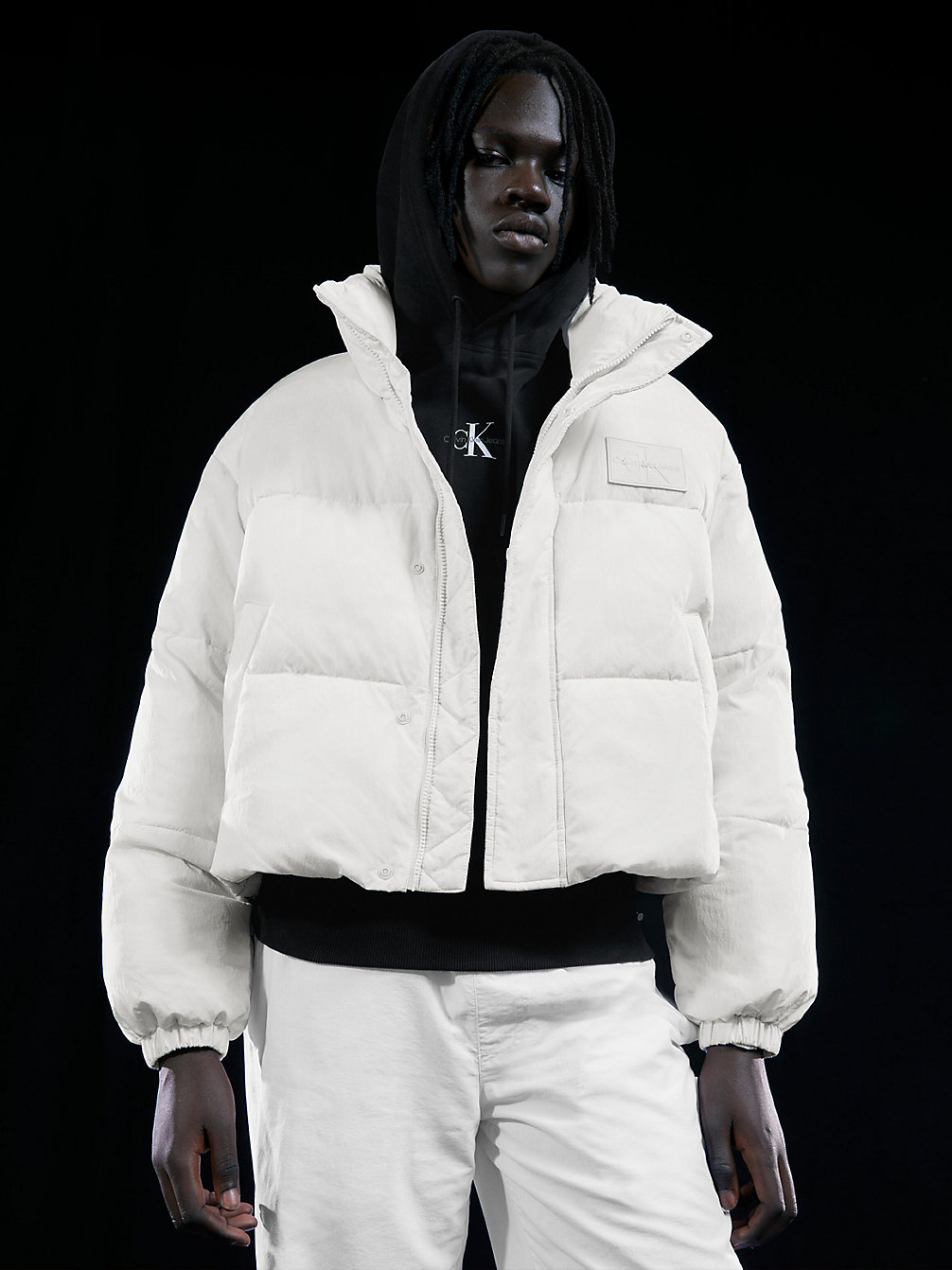 GHOST GREY Unisex Cropped Puffer Jacket undefined unisex Calvin Klein