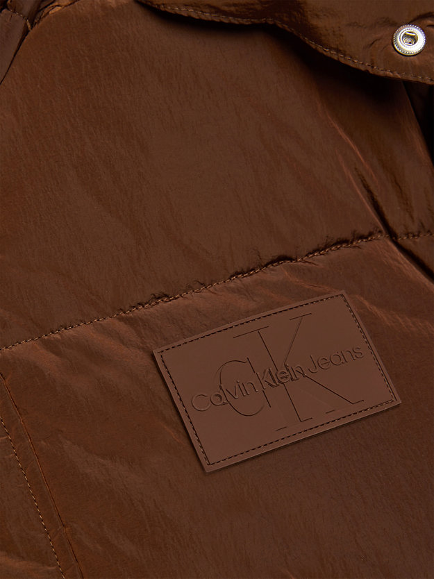 chestnut brown unisex padded puffer jacket for unisex calvin klein jeans