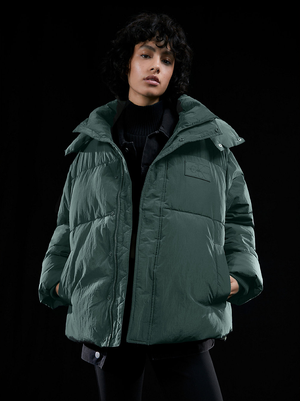 DARK SEAWEED Unisex Padded Puffer Jacket undefined unisex Calvin Klein