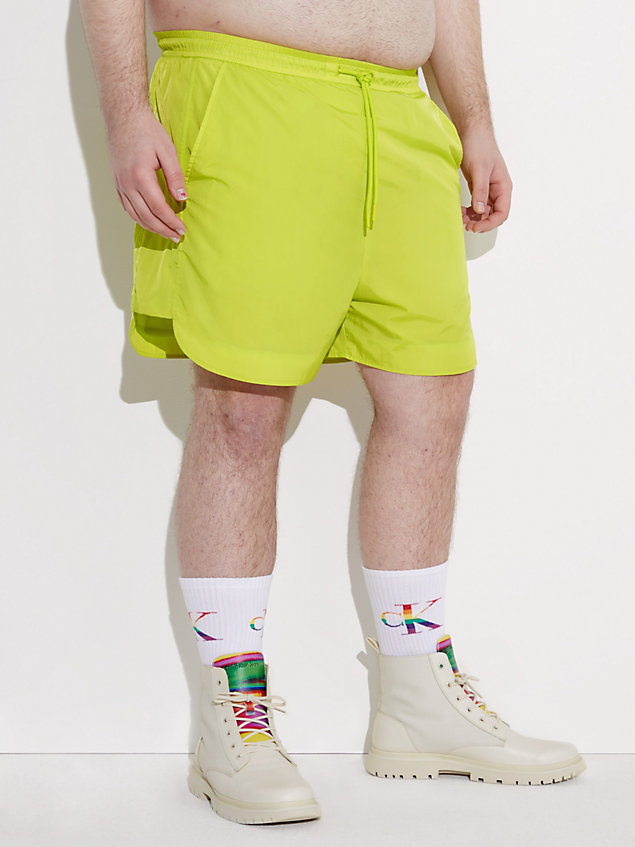 green unisex nylon runner shorts - pride for unisex calvin klein jeans