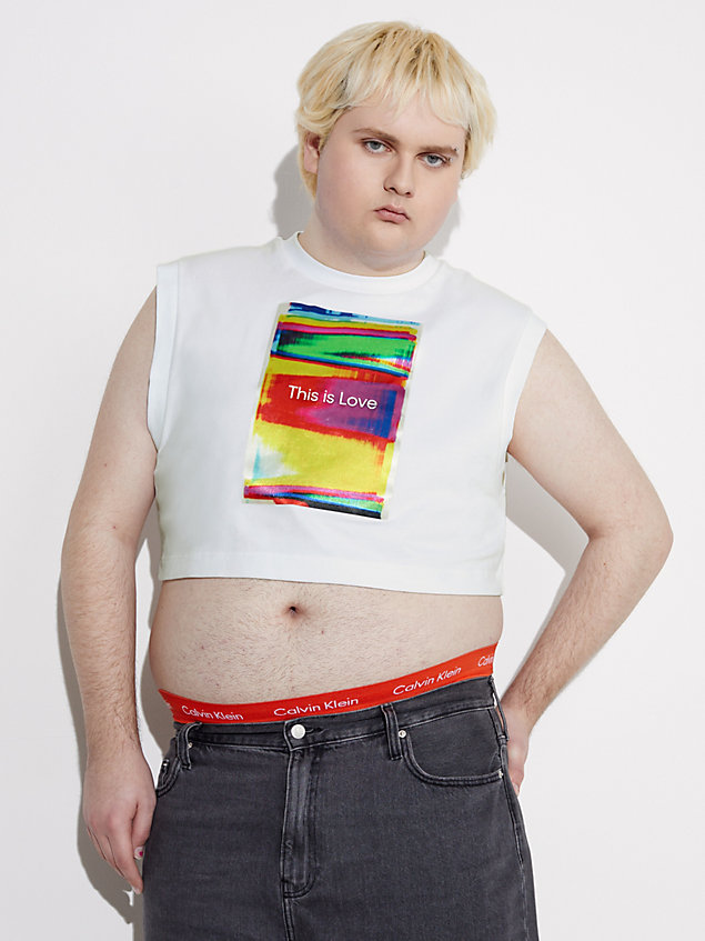 white unisex-tanktop mit print - pride für unisex - calvin klein jeans