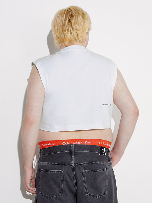 canotta corta con stampa unisex - pride white da unisex calvin klein jeans