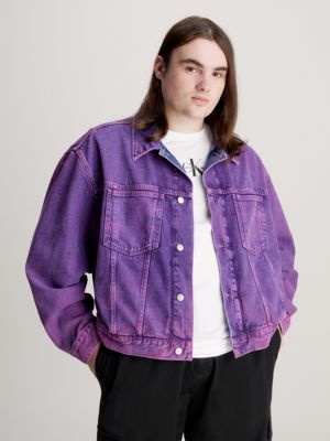 Calvin Klein Unisex Boxy Denim Jacket in Purple