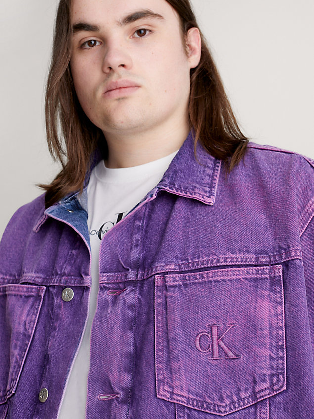 pink unisex boxy denim jacket for unisex calvin klein jeans