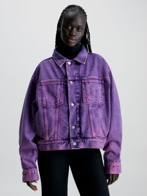 Unisex Boxy Denim Jacket, purple