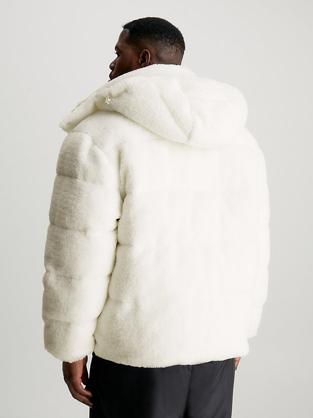 ivory unisex sherpa puffer jacket for unisex calvin klein jeans
