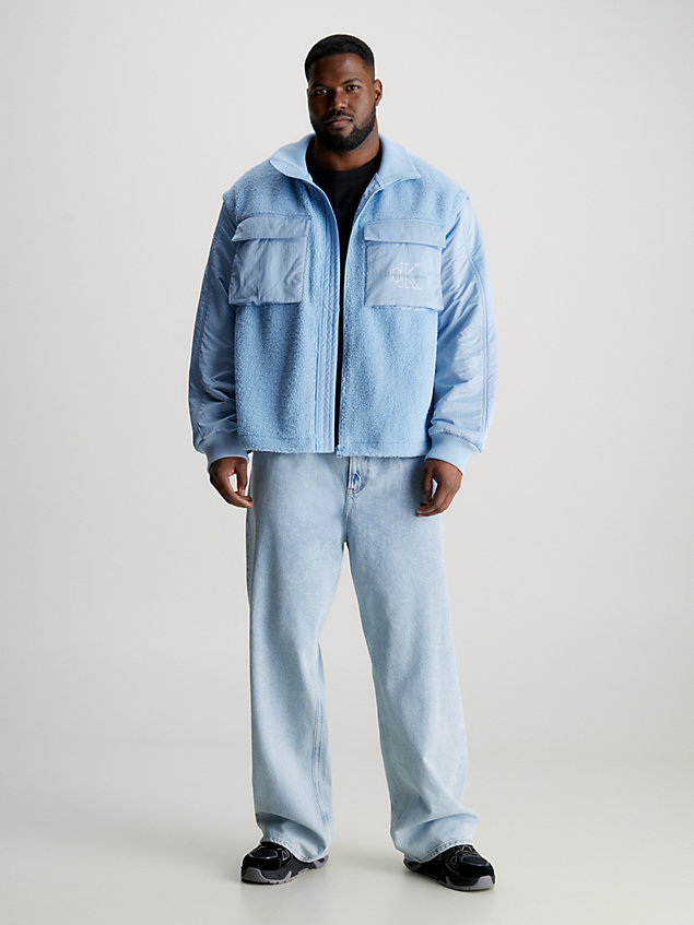veste sherpa 2 en 1 unisexe blue pour unisex calvin klein jeans