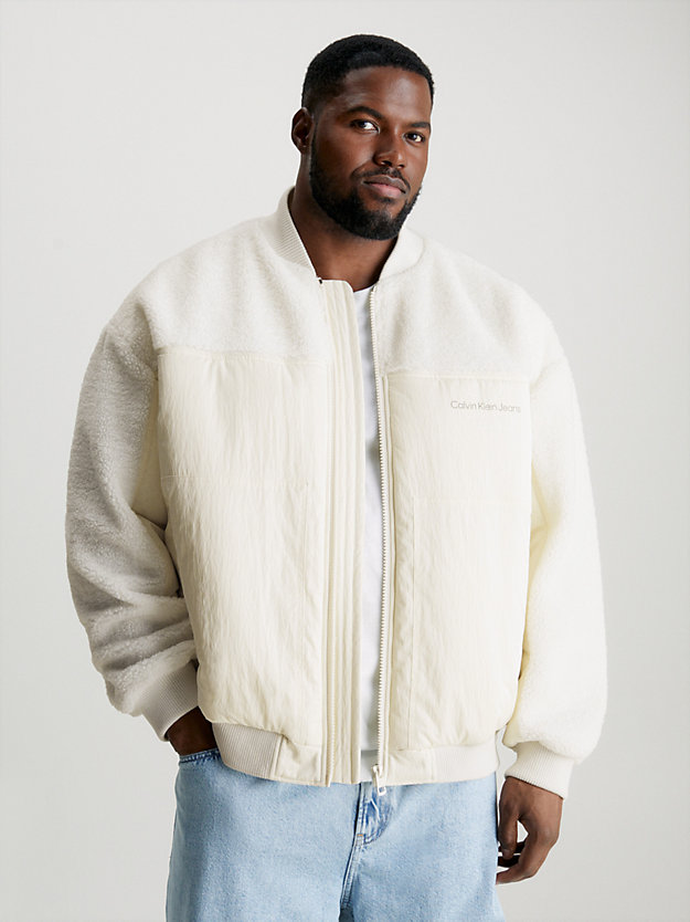 ivory unisex sherpa bomber jacket for unisex calvin klein jeans