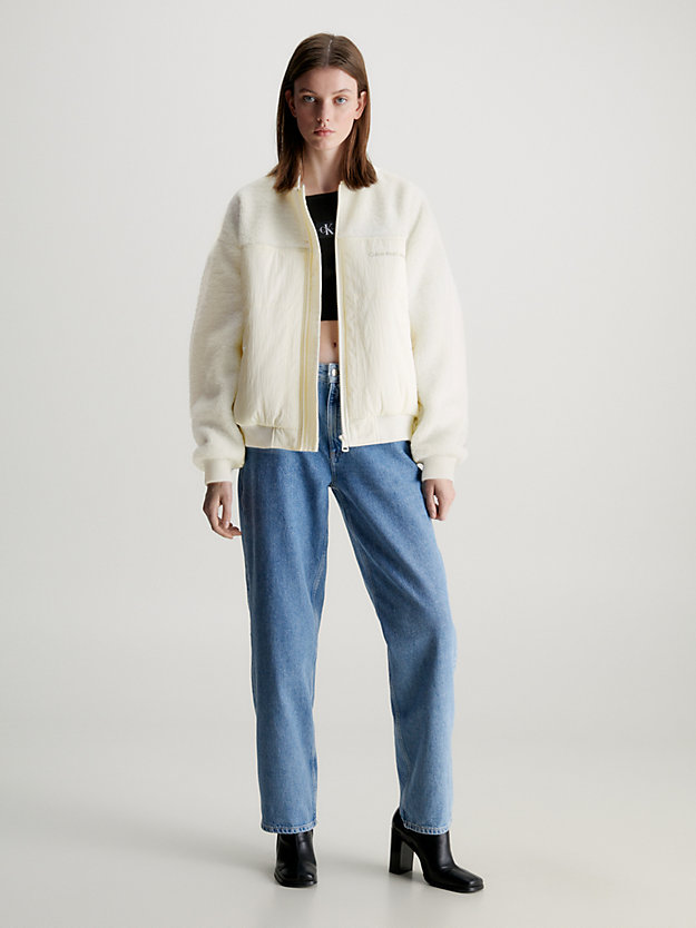 ivory unisex sherpa bomber jacket for unisex calvin klein jeans